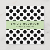 水玉模様、水玉模様パターン、白黒 スクエア名刺 (正面)