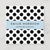 水玉模様、水玉模様パターン、白黒 スクエア名刺 (正面)