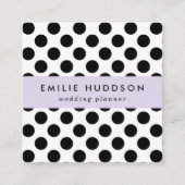 水玉模様、水玉模様パターン、白黒 スクエア名刺 (正面)