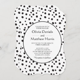 水玉模様。白黒結婚の 招待状