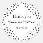 水玉模様。白黒結婚感謝 ラウンドシール (正面)