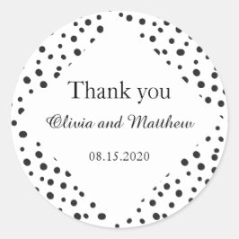 水玉模様。白黒結婚感謝 ラウンドシール