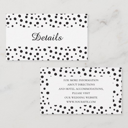 水玉模様。白黒結婚詳細 エンクロージャーカード (正面/裏面)