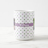 水玉模様（紫色のリボンフォトフレーム付き） コーヒーマグカップ (中央)