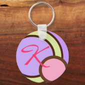 水玉模様 – 紫 – モノグラムのキーチェーン キーホルダー (正面)