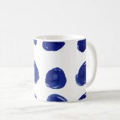 水玉模様、藍青の水色。 コーヒーマグカップ (正面右)