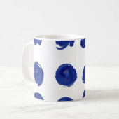 水玉模様、藍青の水色。 コーヒーマグカップ (正面左)