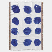 水玉模様、藍青の水色。 スローブランケット (正面縦)