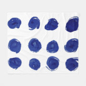 水玉模様、藍青の水色。 フリースブランケット (正面(横))