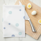水玉模様（青と緑） キッチンタオル (四つ折り)