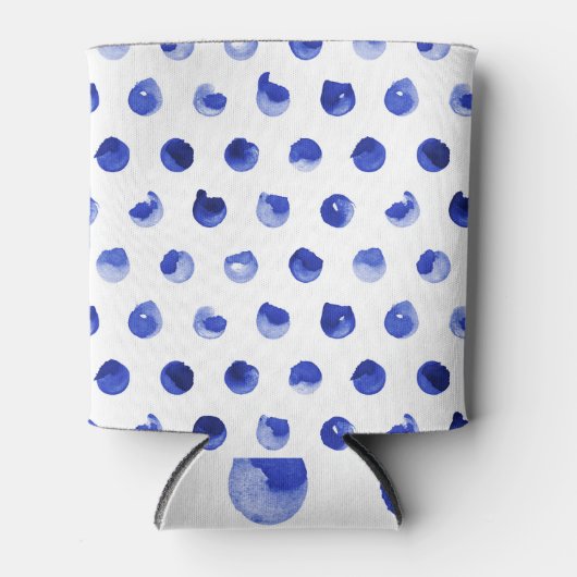 水玉模様: blue cobalt geometric 缶クーラー (正面)