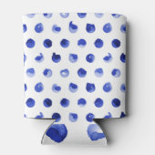 水玉模様: blue cobalt geometric 缶クーラー (裏面)