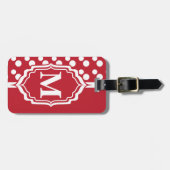 水玉模様 | DIYモノグラム |濃い赤 ラゲッジタグ (正面横)