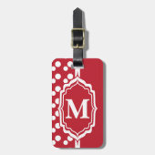 水玉模様 | DIYモノグラム |濃い赤 ラゲッジタグ (正面縦)