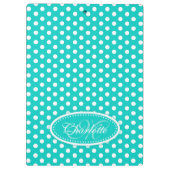 水玉模様aquaあなたの名前とイニシャルクリップボードを追加 クリップボード (裏面)