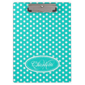 水玉模様aquaあなたの名前とイニシャルクリップボードを追加 クリップボード (正面)