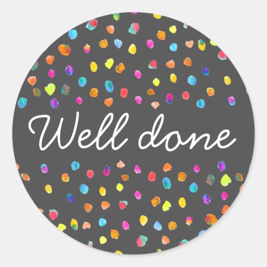 水玉模様bohoかわいいポップ・アートのアートよく行う ラウンドシール (正面)