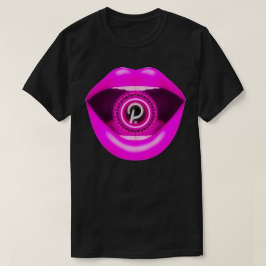 水玉模様Crypto Coin Lips、Ethereum Blockchain、De Tシャツ (デザイン正面)