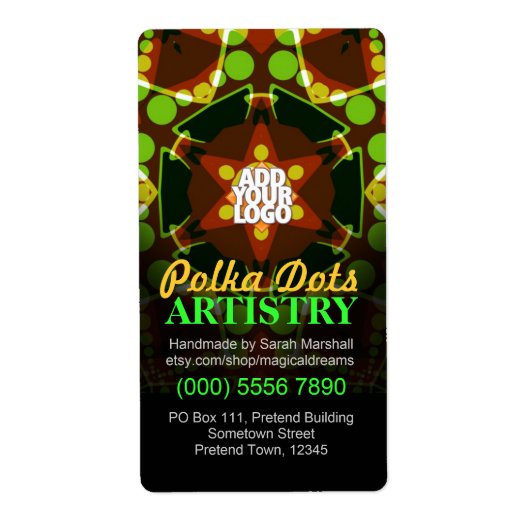 水玉模様Geometric Star、ロゴ付きステッカーラベル ラベル (正面)