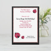 水玉模様Ladybug 5x7誕生日招待状 招待状 (スタンド正面)