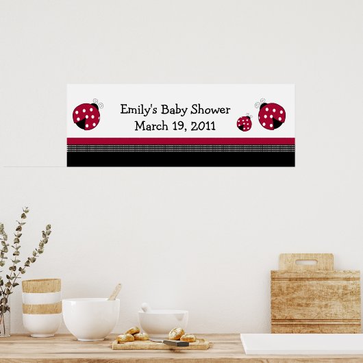 水玉模様LADYBUGSベビーシャワー/誕生日バナー ポスター (キッチン)