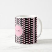 水玉模様nストライプマモノグラムのグ コーヒーマグカップ (正面右)