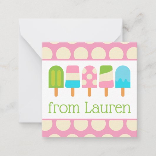 水玉模様Popsiclesギフトエンクロージャカード ノートカード (正面)