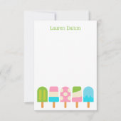 水玉模様Popsiclesフラットノートカード サンキューカード (正面)