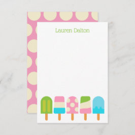 水玉模様Popsiclesフラットノートカード サンキューカード