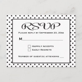 水玉模様RSVP白黒結婚/パーティー インビテーションポストカード