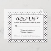 水玉模様RSVP白黒結婚/パーティー インビテーションポストカード (正面/裏面)