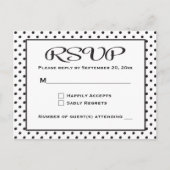 水玉模様RSVP白黒結婚/パーティー インビテーションポストカード (正面)