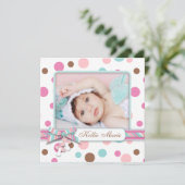 水玉赤ちゃん女の子の発表 案内状 (スタンド正面)