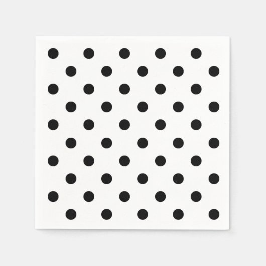 水玉 | レトロな黒と白のドット スタンダードカクテルナプキン (正面)