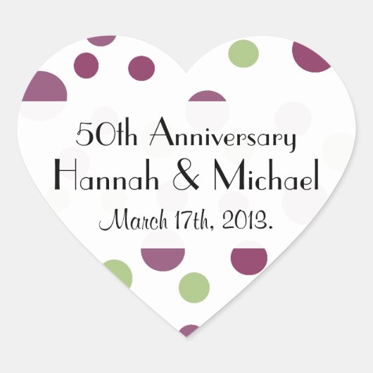 水玉、水玉模様、ドット、アニバーサリー ハートシール (正面)
