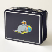 水球で日光浴をする時のシール メタルランチボックス (裏面)