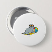 水球で日光浴をする時のシール 缶バッジ (正面&裏面)