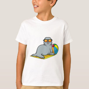 水球で日光浴をする時のシール Tシャツ