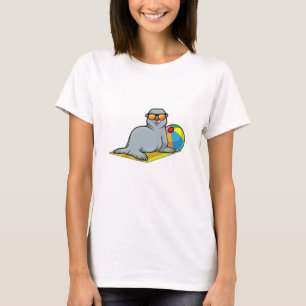 水球とサングラスで日光浴のシール Tシャツ