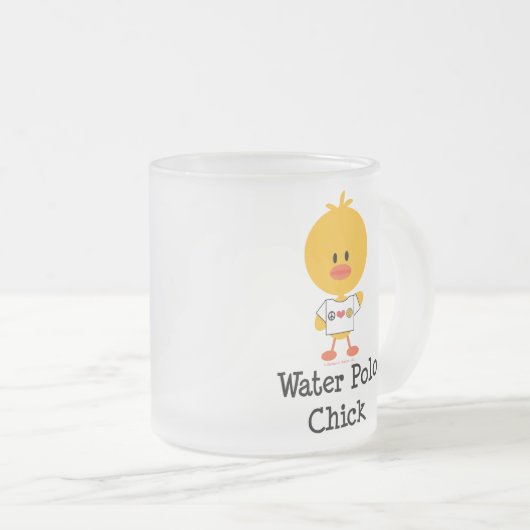 水球のひよこの曇らされたガラスのマグ フロストグラスマグカップ (正面右)