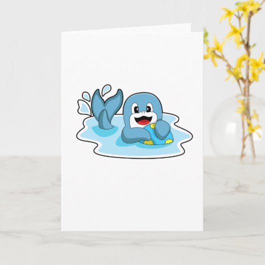 水球のイルカ カード (黄色い花)