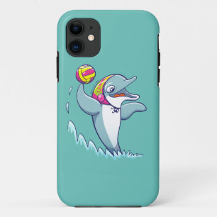 水球を遊んでいる間球を投げているイルカ iPhone 11 ケース