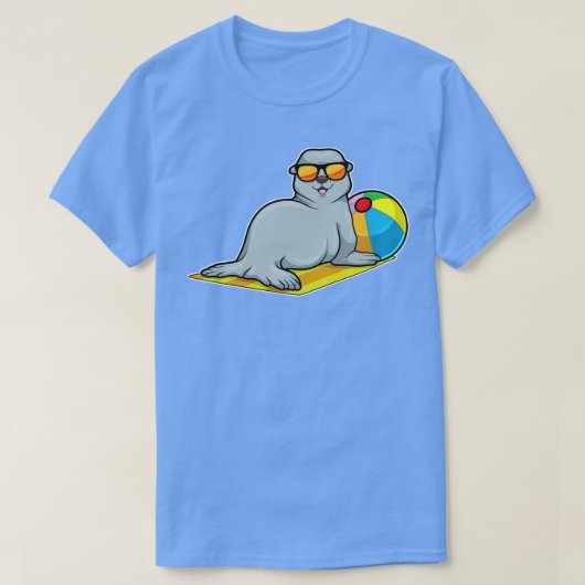 水球サングラスで日光浴のシール Tシャツ (デザイン正面)