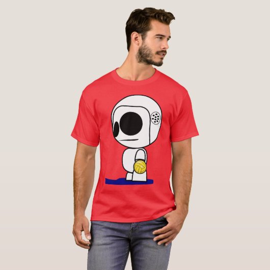 水球プレーヤーの漫画の男 Tシャツ (正面フル)