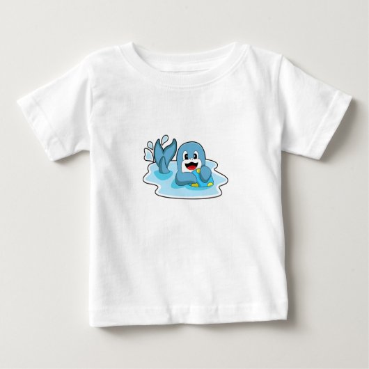 水球付きイルカ ベビーTシャツ (正面)