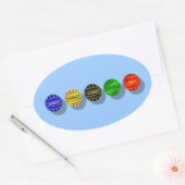 水球選手と水球選手のボール 楕円形シール (封筒)