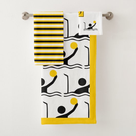 水球選手のシルエットとモノグラム バスタオルセット (インサイチュ)