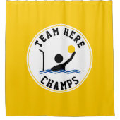 水球選手の黄色と黒のチャンプ シャワーカーテン (正面)