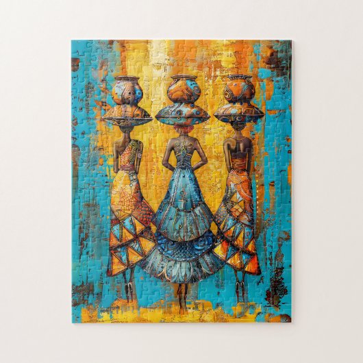 水瓶を持つアフリカの女性たち ジグソーパズル (縦)