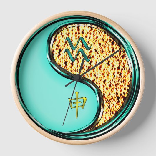 水瓶座と申年 壁時計 (正面)
